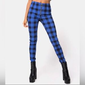 Motel Rocks Jolem blue #tartan #plaid tapered trousers size XS like new!